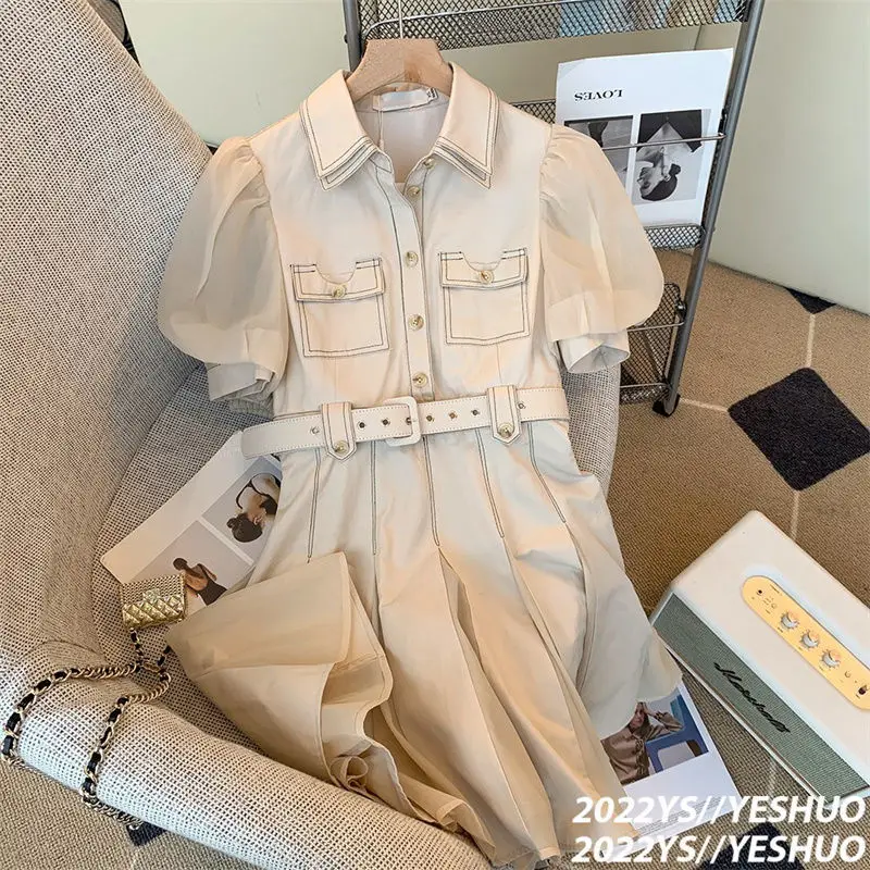 Women Elegant Puff Sleeve Dress Summer Lapel Neck Office Lady Solid A-line Vestido Fashion Vintage Skinny Mini Dresses Ladies
Women Elegant Puff Sleeve Dress Summer Lapel Neck Office Lady Solid A-line Vestido Fashion Vintage Skinny Mini Dresses Ladies