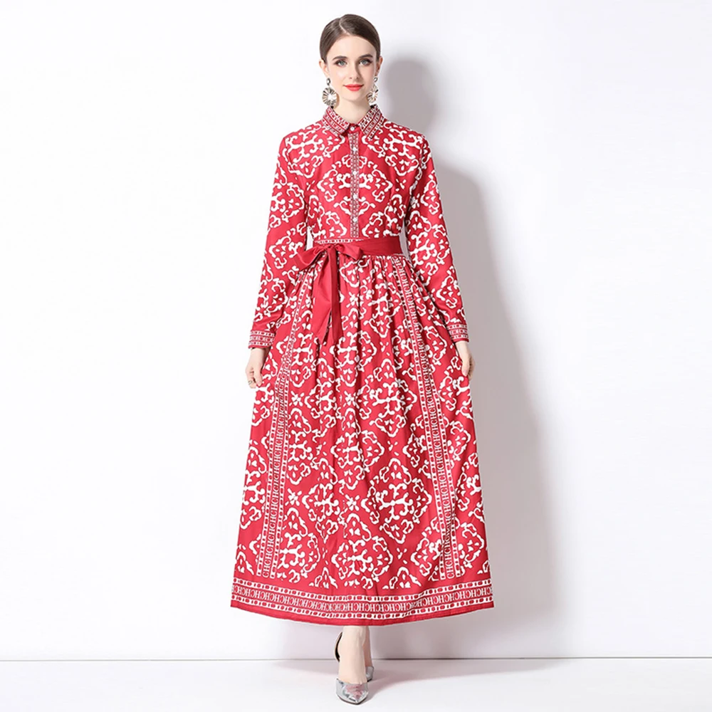 High Quality Autumn Women Fashion Runway Big Swing A-Line Dress With Belt Lantern Long Sleeve Letter Print Maxi Vestidos M3945
High Quality Autumn Women Fashion Runway Big Swing A-Line Dress With Belt Lantern Long Sleeve Letter Print Maxi Vestidos M3945