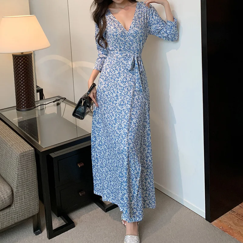 Женское платье-трапеция с цветочным принтом, длинное Бандажное платье с эластичным поясом и рукавом 3/4, весна-лето-осень
Женское платье-трапеция с цветочным принтом, длинное Бандажное платье с эластичным поясом и рукавом 3/4, весна-лето-осень