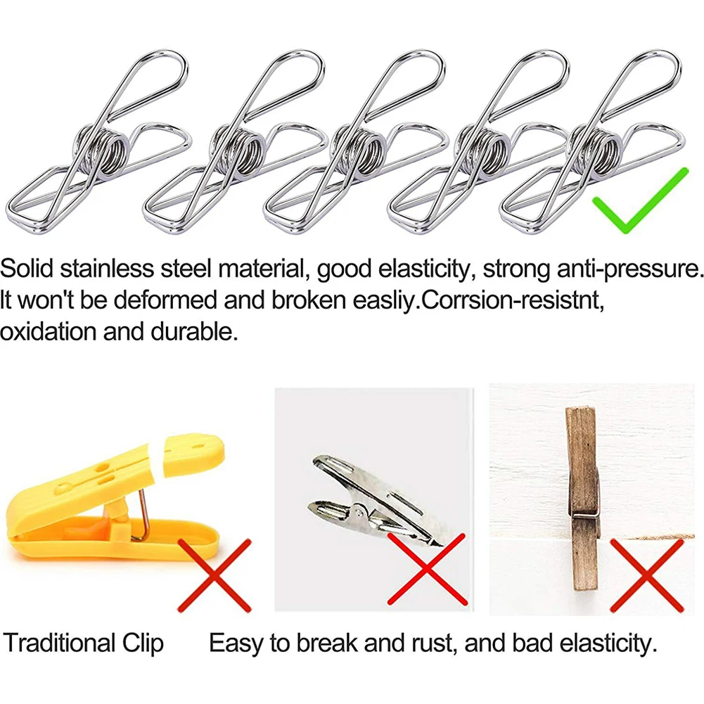 20 Pcs Multipurpose Windproof Clothespin Stainless Steel Marine Grade Durable Pegs Metal Hanging Clips For Clothes Towels Socks
20 Pcs Multipurpose Windproof Clothespin Stainless Steel Marine Grade Durable Pegs Metal Hanging Clips For Clothes Towels Socks