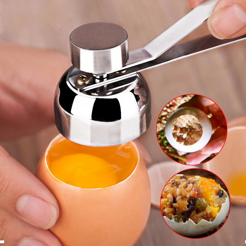

New 1PC Metal Eggshell Cutter Egg Opener Shell Opener 304 Stainless Steel Boiled Raw Egg Creative Kitchen Tool Egg Shell Opener