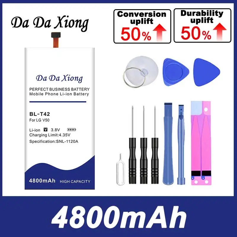 DaDaXiong 100% New 4800mAh BL-T42 Bateria for LG V50 ThinQ 5G LM-V500 V500N V500EM v500xm Batteries + free gfit
DaDaXiong 100% New 4800mAh BL-T42 Bateria for LG V50 ThinQ 5G LM-V500 V500N V500EM v500xm Batteries + free gfit