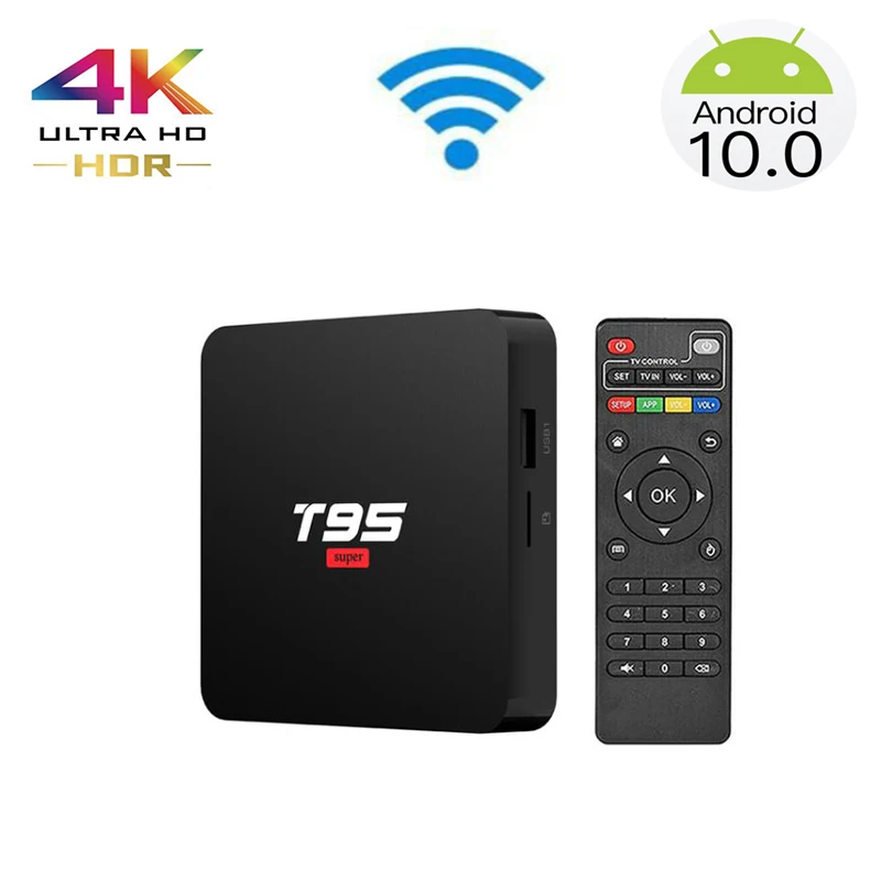 ТВ-приставка T95 HD 4K Wifi для Android 10,0 телеприставка с инфракрасным дистанционным управлением ТВ-приставка сетевой ТВ-приемник 2 Гб 16 Гб
ТВ-приставка T95 HD 4K Wifi для Android 10,0 телеприставка с инфракрасным дистанционным управлением ТВ-приставка сетевой ТВ-приемник 2 Гб 16 Гб