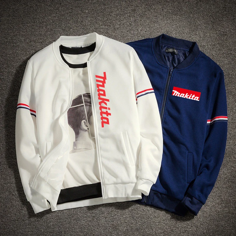 Men's Jacket MAKITA Print Zipper Coat Casual Baseball Uniform Solid Color Streetwear Personality Zipper Sportswear
Men's Jacket MAKITA Print Zipper Coat Casual Baseball Uniform Solid Color Streetwear Personality Zipper Sportswear