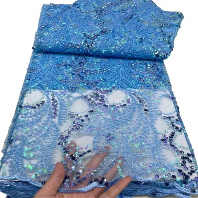 2023 Exclusive Sequined French Lace Fabric Sky blue High Quality Embroidered African Tulle Mesh Lace Fabrics With Sequins 5Yard
2023 Exclusive Sequined French Lace Fabric Sky blue High Quality Embroidered African Tulle Mesh Lace Fabrics With Sequins 5Yard