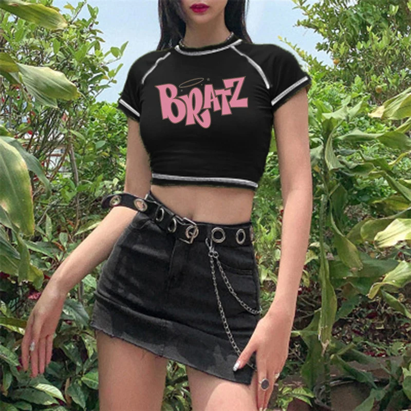Women Short Sleeve Tee Tops BRATZ Print roupas femininasFemale T-shirt y2k Vintage T-shirt Street goth T-shirt Harajuku black
Women Short Sleeve Tee Tops BRATZ Print roupas femininasFemale T-shirt y2k Vintage T-shirt Street goth T-shirt Harajuku black