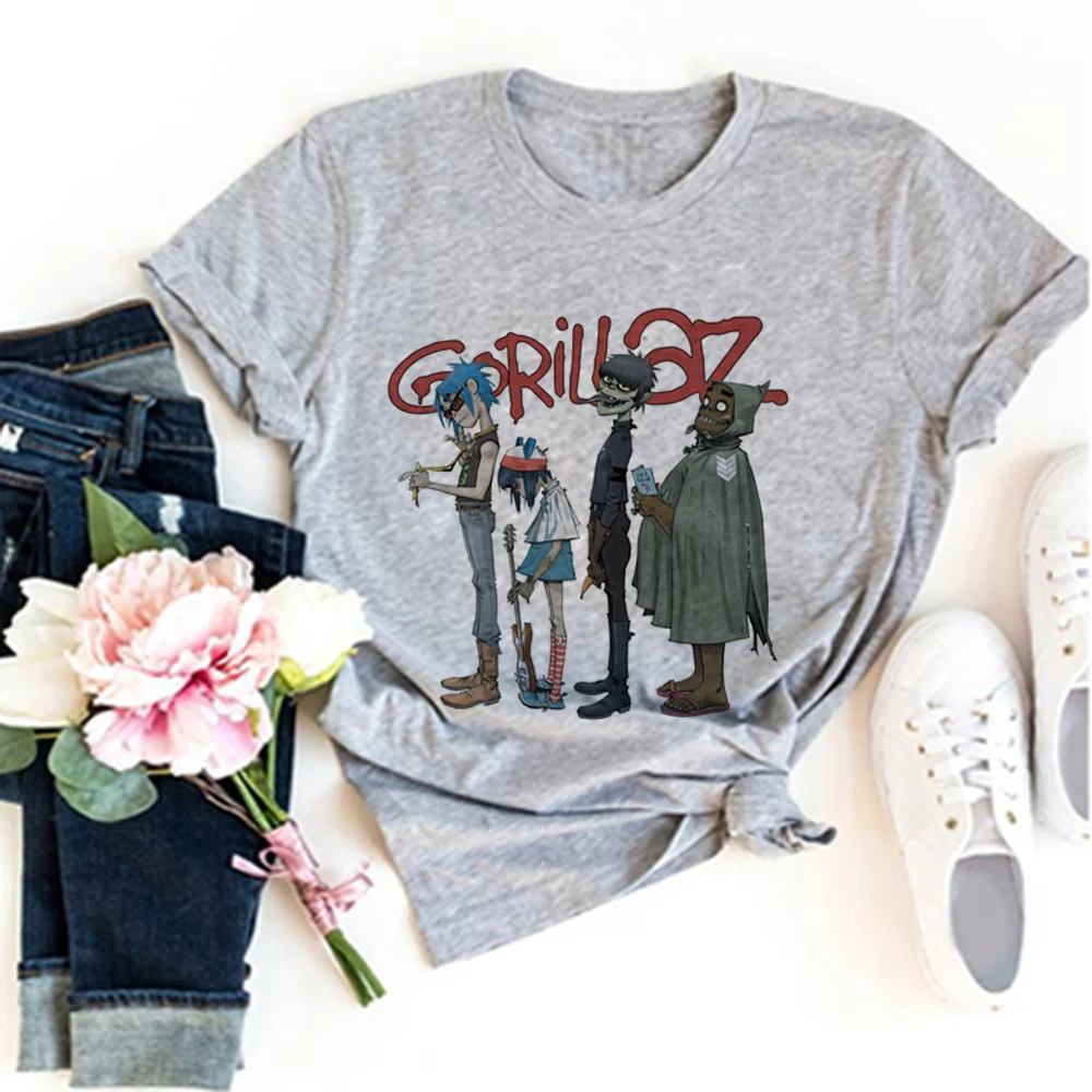 Женская одежда футболка Gorillaz Аниме Манга Y2K футболки для девушек аниме 2000s