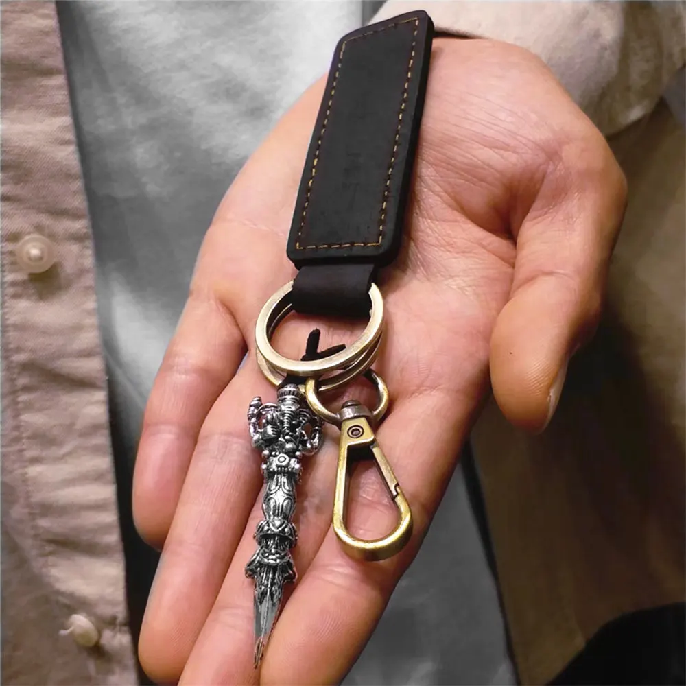Indian Ganesha Vajra Handmade Genuine Leather Key Chain Good Luck Key Holders Key Ring Amulet Pendant Keychain Gifts 
Indian Ganesha Vajra Handmade Genuine Leather Key Chain Good Luck Key Holders Key Ring Amulet Pendant Keychain Gifts