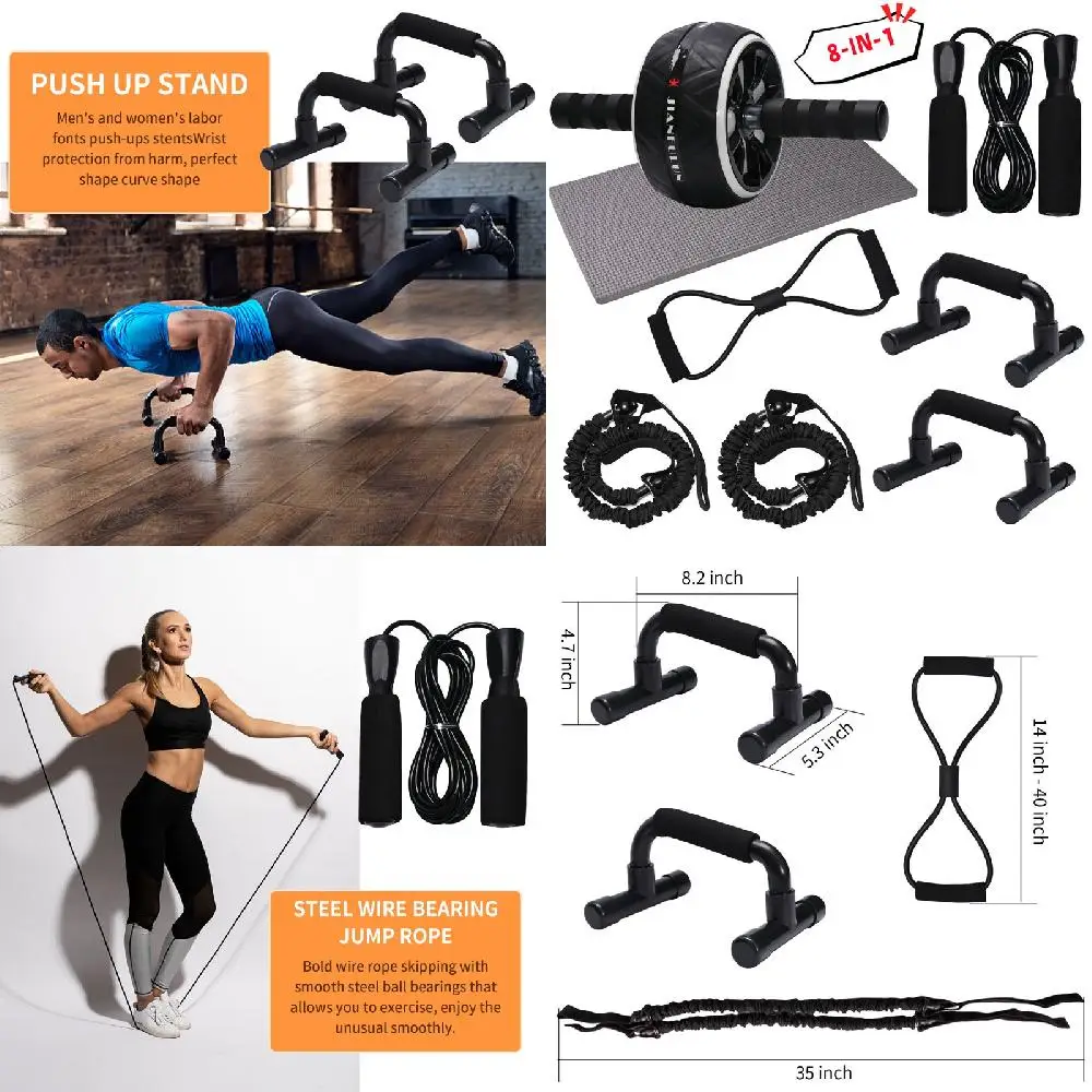 dominal Exercise. Fantastic Premium Ab Roller Wheel Kit with Push-Up Bar, Knee Mat, Resistance Bands, Jump Rope for Home Gym Equ
dominal Exercise. Fantastic Premium Ab Roller Wheel Kit with Push-Up Bar, Knee Mat, Resistance Bands, Jump Rope for Home Gym Equ