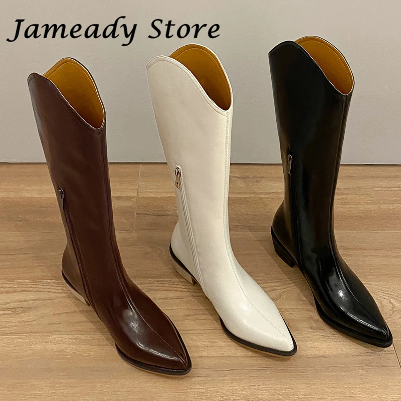 V Cut Knee High Boots Women Chunky Pointed Toe Long Boots Fashion Side Zipper Knight Boots Concise Female Botas Mujer
V Cut Knee High Boots Women Chunky Pointed Toe Long Boots Fashion Side Zipper Knight Boots Concise Female Botas Mujer