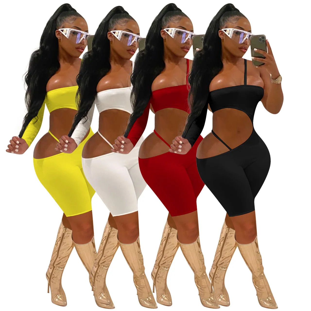 Echoine 2022 Temperament Waistless Slim Shorts Jumpsuit Nightclub Women's Sexy One Shoulder Suspender Irregular Bodycon Romper 
Echoine 2022 Temperament Waistless Slim Shorts Jumpsuit Nightclub Women's Sexy One Shoulder Suspender Irregular Bodycon Romper