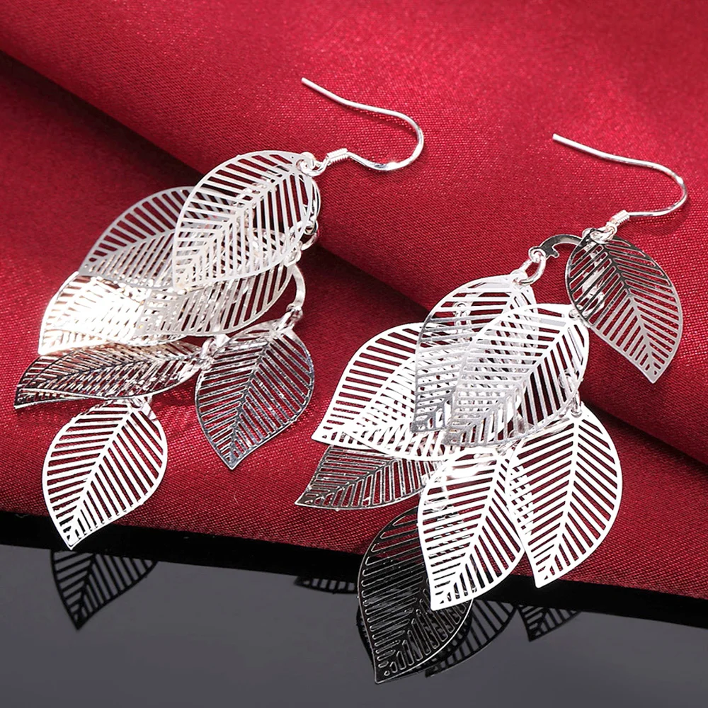 925 Sterling Silver Hollowed Leaves Dangle Earrings For Women Wedding Party Jewelry Accessories Christmas Offers Free Shipping
925 Sterling Silver Hollowed Leaves Dangle Earrings For Women Wedding Party Jewelry Accessories Christmas Offers Free Shipping