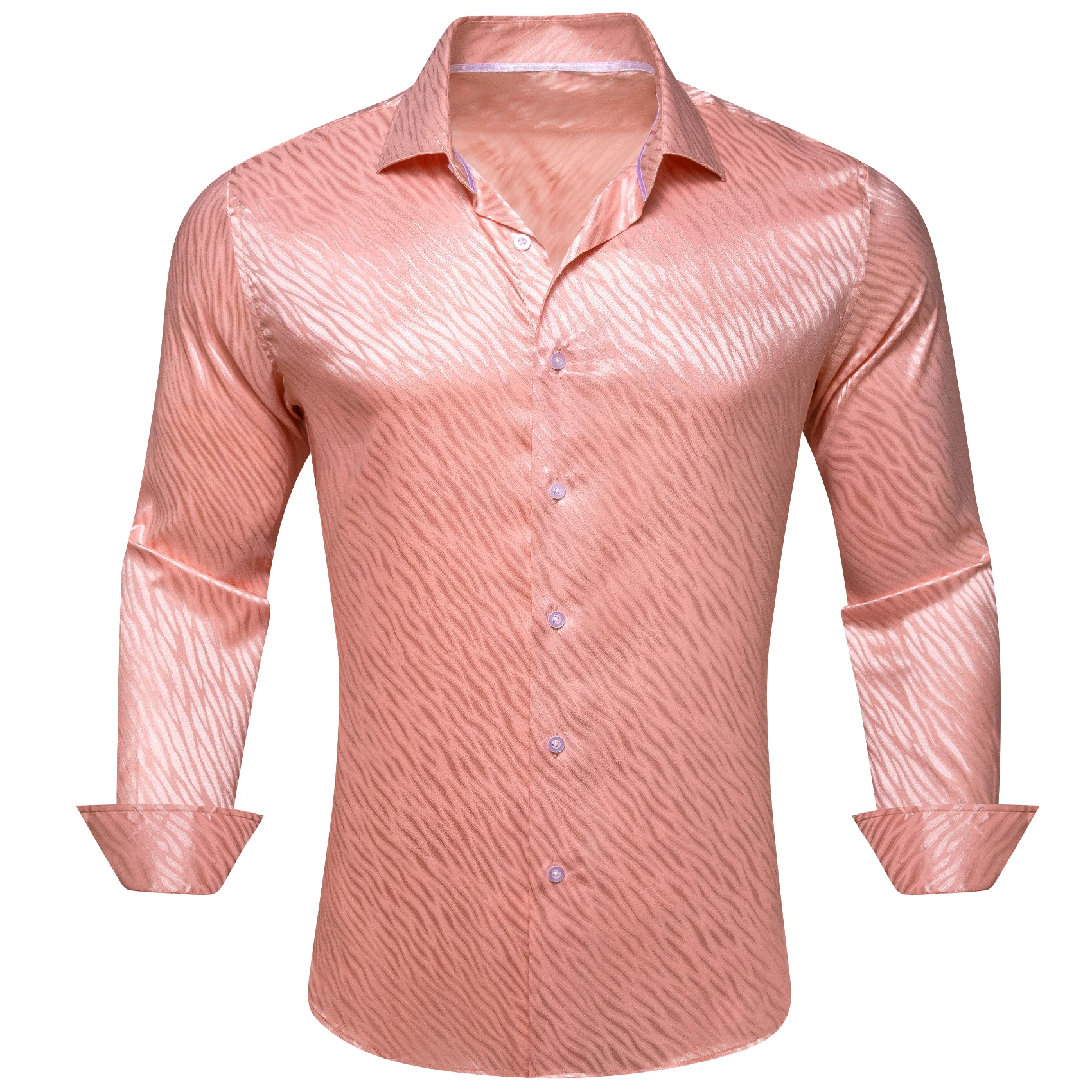 

Дизайнерские шелковые рубашки для мужчин, атласная розовая однотонная приталенная мужская блуза с длинным рукавом, повседневные официальные топы, дышащие, Barry Wang