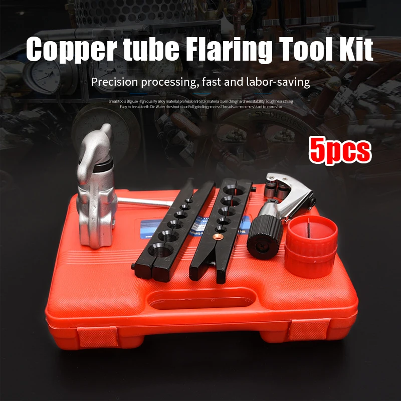 5PCS Pipe Cone Flaring Tools Set Tubing Pipe 6-19mm 45 Degree Angle Eccentric Cone Type Kit Water Gas Refrigeration Repair Tools
5PCS Pipe Cone Flaring Tools Set Tubing Pipe 6-19mm 45 Degree Angle Eccentric Cone Type Kit Water Gas Refrigeration Repair Tools