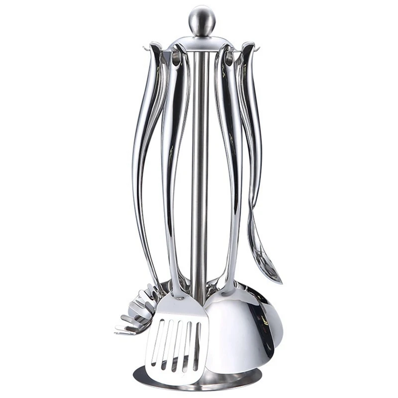 Kitchen Utensil Set - 6 Piece Stainless Steel Cooking Utensils With Rotating Holder Organizer (7PCS)
Kitchen Utensil Set - 6 Piece Stainless Steel Cooking Utensils With Rotating Holder Organizer (7PCS)