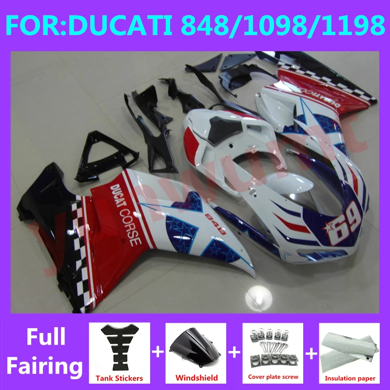 New ABS Motorcycle Full Fairings Kit Fit for DUCATI 848 1098 1198 2007 2008 2009 2010 2011 2012 Bodywork Fairing set red white
New ABS Motorcycle Full Fairings Kit Fit for DUCATI 848 1098 1198 2007 2008 2009 2010 2011 2012 Bodywork Fairing set red white