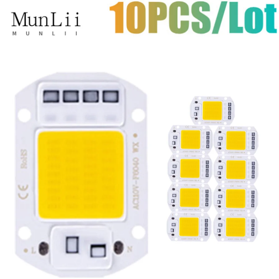 No driver required 10 PCS 220V LED chip 10W 20W 30W 50W COB chip Smart IC LED lamp beads for floodlight spotlight Diy lighting
No driver required 10 PCS 220V LED chip 10W 20W 30W 50W COB chip Smart IC LED lamp beads for floodlight spotlight Diy lighting