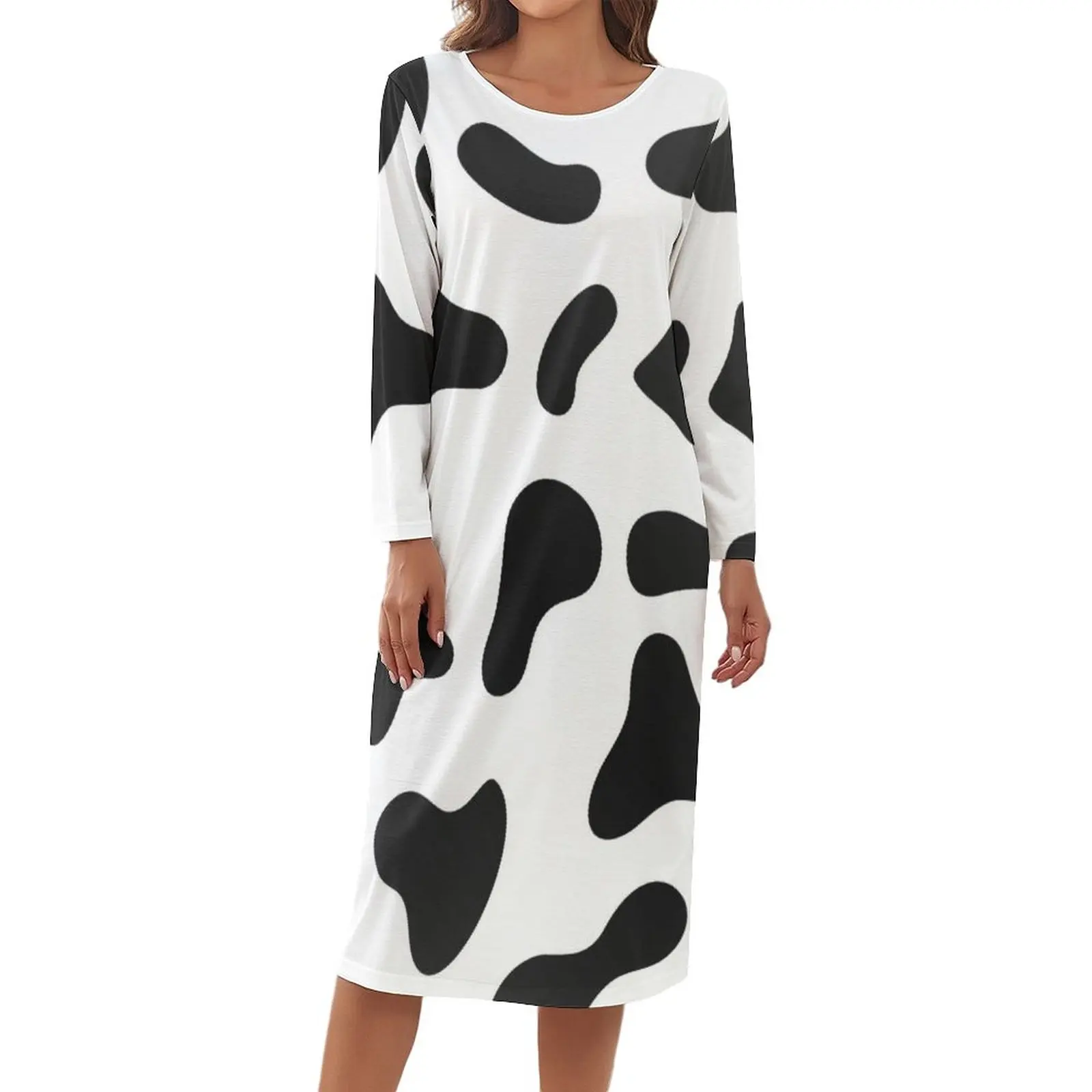 Пижама с текстурой кожи коровы, модные черно-белые платья в горошек, одежда для сна с длинным рукавом и принтом, Женский Удобный домашний кос... 
Пижама с текстурой кожи коровы, модные черно-белые платья в горошек, одежда для сна с длинным рукавом и принтом, Женский Удобный домашний кос...