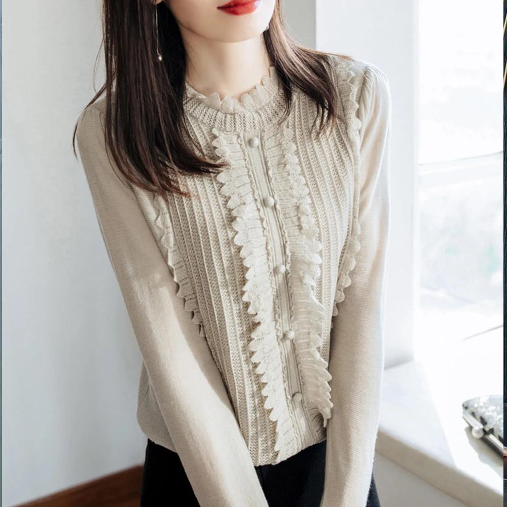 Japan Fashion Women Knit Blouse Minimalism Casual Solid Color Long Sleeve Floral Patchwork Pullover Spring Fall Shirt For Ladies
Japan Fashion Women Knit Blouse Minimalism Casual Solid Color Long Sleeve Floral Patchwork Pullover Spring Fall Shirt For Ladies
