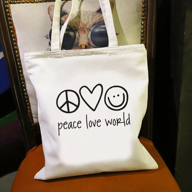 Casual Peace And Love Harajuku Handbags Shoulder Bags High Capacity Reusable Shopping Girls Handbag Women Elegant Canvas Bags
Casual Peace And Love Harajuku Handbags Shoulder Bags High Capacity Reusable Shopping Girls Handbag Women Elegant Canvas Bags