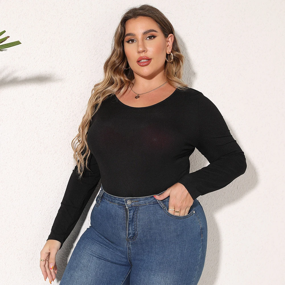 Women Plus Size O-Neck Rib-knit Bodysuit Casual Long Sleeve Bodycon Body Top Slim And Simple Long Sleeve Bottomed Shirt Jumpsuit
Women Plus Size O-Neck Rib-knit Bodysuit Casual Long Sleeve Bodycon Body Top Slim And Simple Long Sleeve Bottomed Shirt Jumpsuit