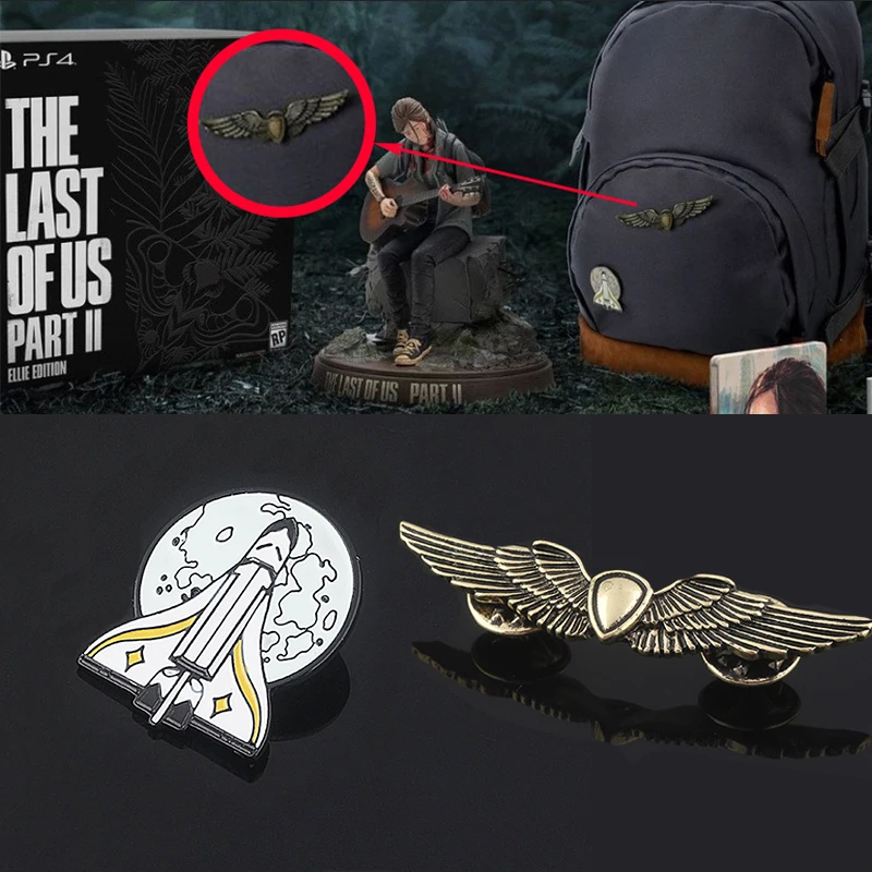 

The Last Of Us Part 2 Ellie Backpack Pins Brooch Shield Wings Tlou Rocket Spaceship Badge Brooches For Fans Game Jewelry Gift