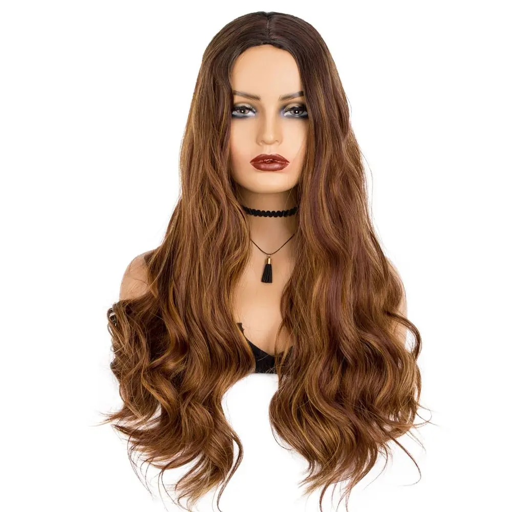 

Wigera Synthetic On Sale 1B/4/30 Ombre Color Long Curly Wave Wigs For Women Fluffy Black Brown Blond Hair Charming for Daily