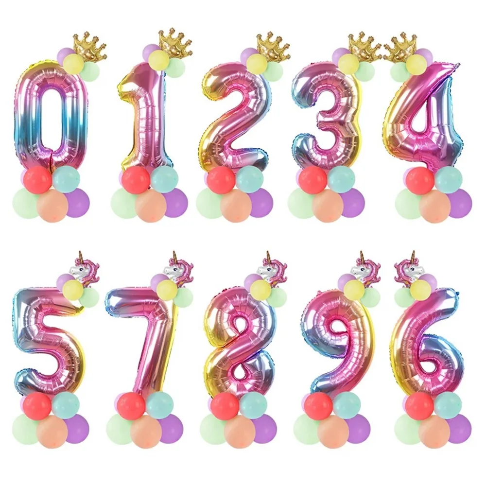 

Gradient Rainbow 32Inch Foil Birthday Balloons Number Balloons 0-9 Birthday Party Decors Kids Baby Shower Ballons Figure Globos