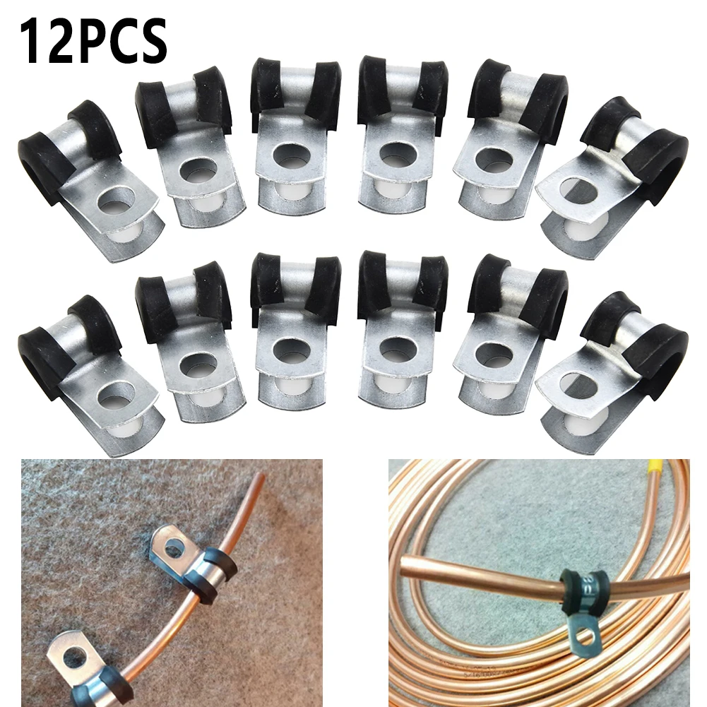 

Durable High Quality Hot Sale Brand New Brake Pipe Clips Lined Lines Metal+Rubber P Clips Pack Of 12 Rubber (4.7mm)