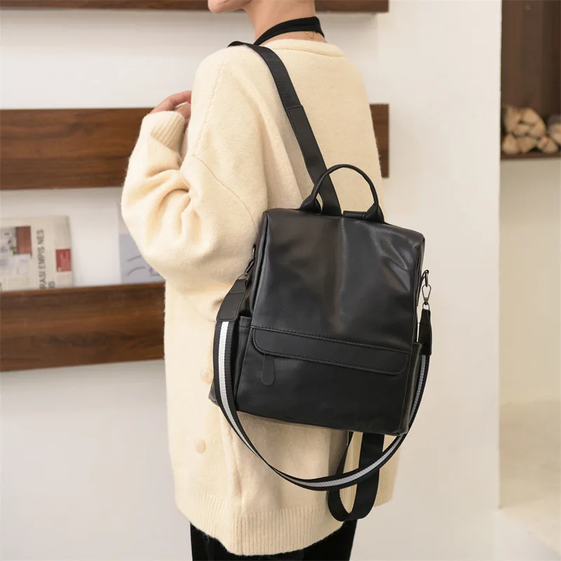 

Рюкзак женский из мягкой кожи с защитой от кражи, модный простой вместительный ранец для путешествий, школьный портфель, 2022