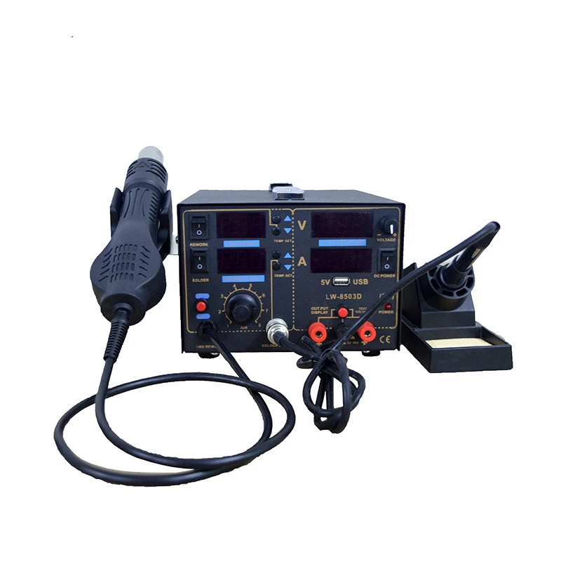 LCD Display 800W USB Interface Hot Air Gun Desoldering Stations 3 In 1 Soldering Station with Power Supply
LCD Display 800W USB Interface Hot Air Gun Desoldering Stations 3 In 1 Soldering Station with Power Supply