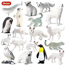 Oenux Simulation Polar Ocean Animals Arctic White Bear Wolf Fox Penguin Seal Model Sea Decor Action Figures Kids Education Toy