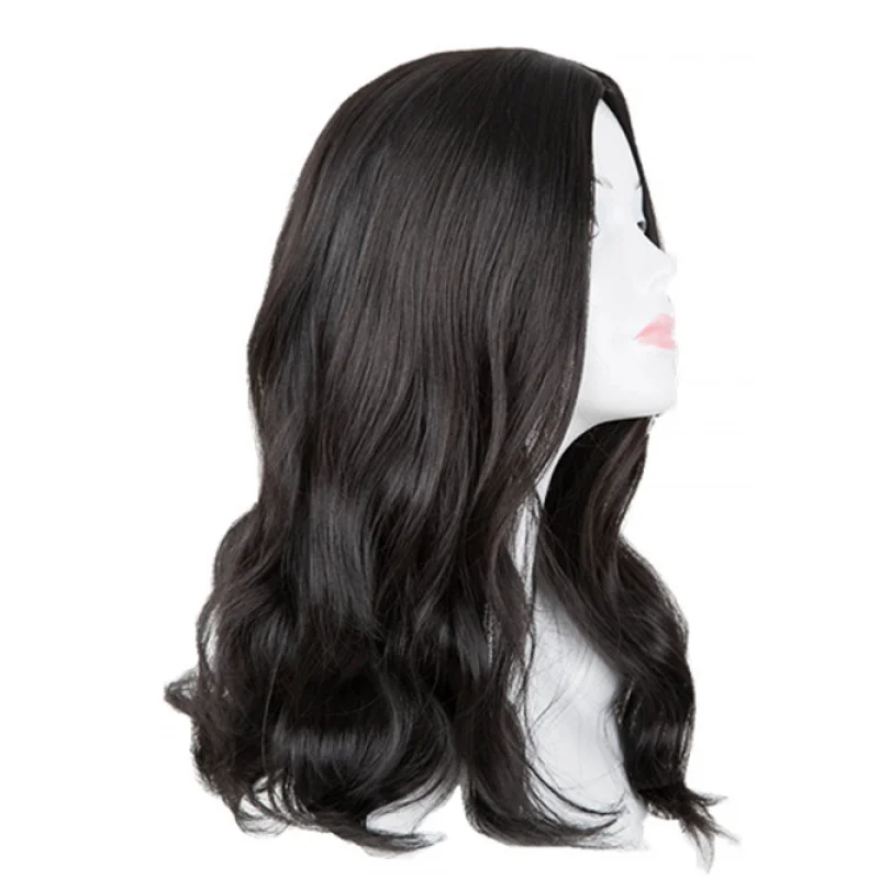 

Cosplay Wig Fei-Show Synthetic Heat Resistant Medium Curly Middle line Women Black Hair Costume Halloween Carnival Hairpiece