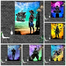 Handsome Anime Fan Tarot Tapestry Hippie Cool Macrame Tapestry Wall Hanging Bohemian Style Psychedelic Mandala Home Decor