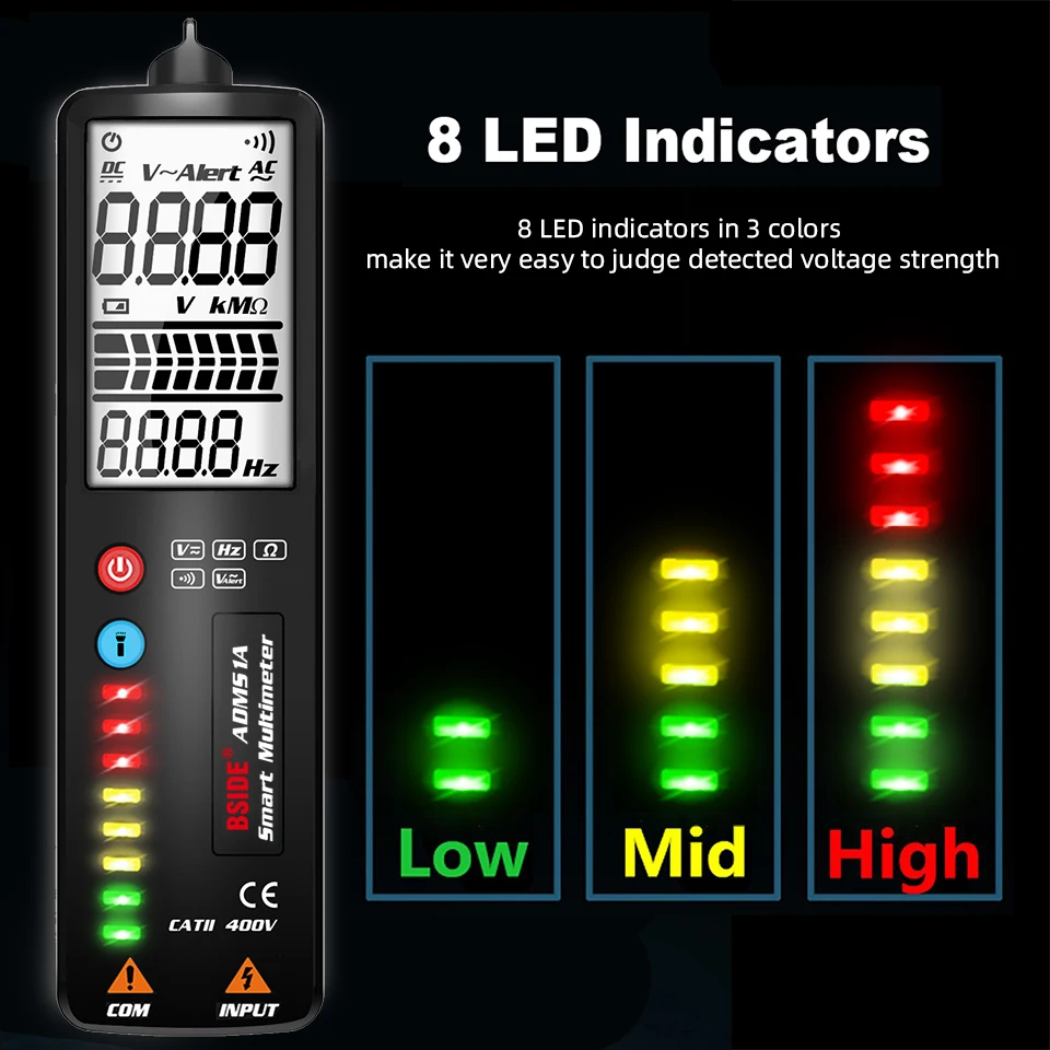 BSIDE Digital Multimeter Professional ADMS1 Smart Voltmeter Voltage Frequency Tester DC AC Voltage Ohm Continuity Hz NCV Meter
BSIDE Digital Multimeter Professional ADMS1 Smart Voltmeter Voltage Frequency Tester DC AC Voltage Ohm Continuity Hz NCV Meter