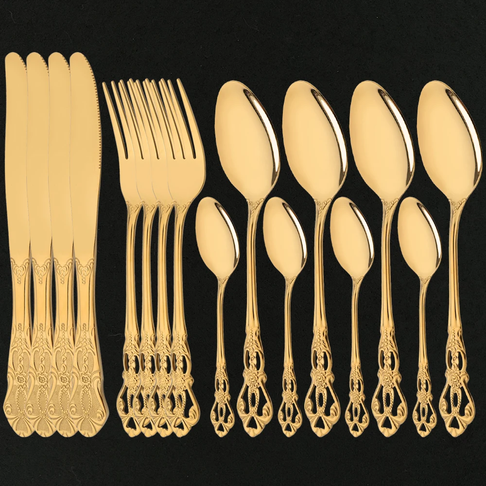4People Gold Stainless Steel Luxury Dinnerware Cutlery Set Tableware Kitchen Steak Knife Tea Spoon Fork Flatware Set for Home
4People Gold Stainless Steel Luxury Dinnerware Cutlery Set Tableware Kitchen Steak Knife Tea Spoon Fork Flatware Set for Home