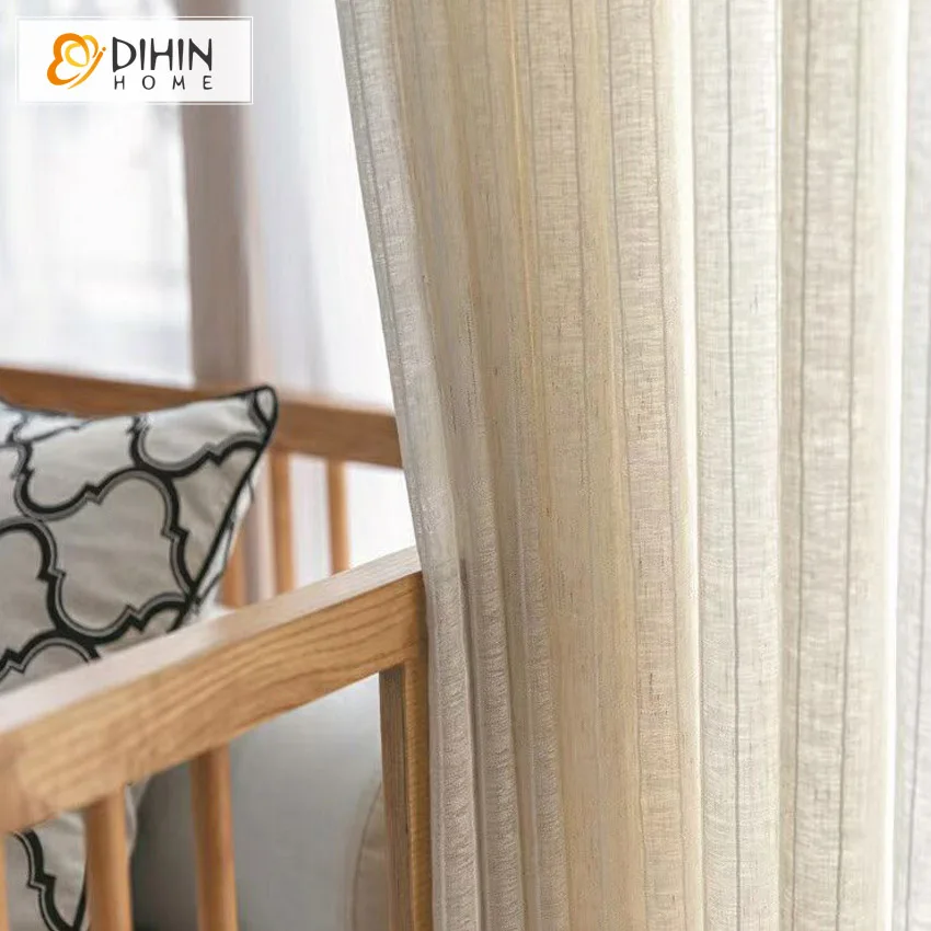 Modern linen striped sheer curtain yarn for living room window drapes for bay windows custom curtains
Modern linen striped sheer curtain yarn for living room window drapes for bay windows custom curtains