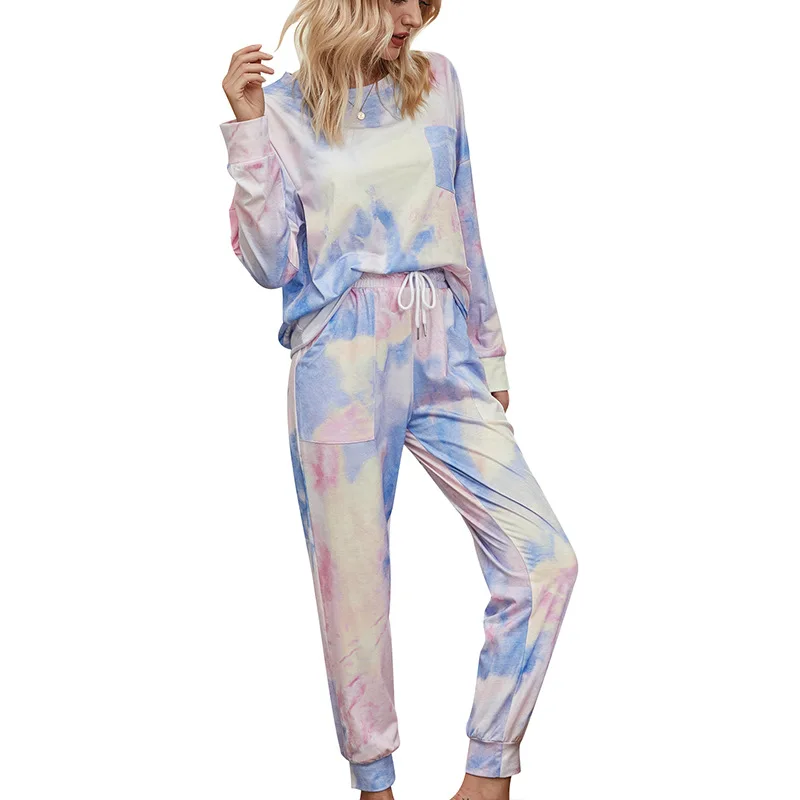 DEARIRIS Womenn's Tie Dye Two Piece Pajamas Set Long Sleeve Sweatshirt with Long Pants
DEARIRIS Womenn's Tie Dye Two Piece Pajamas Set Long Sleeve Sweatshirt with Long Pants