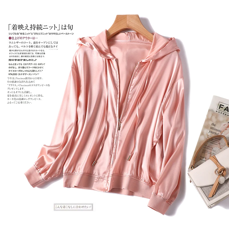 Design Jaket Women Natural Silk Spandex High Street Spring/Autumn Hooded Outerwear & Coats Zipper LOOSE Women Clothing
Design Jaket Women Natural Silk Spandex High Street Spring/Autumn Hooded Outerwear & Coats Zipper LOOSE Women Clothing