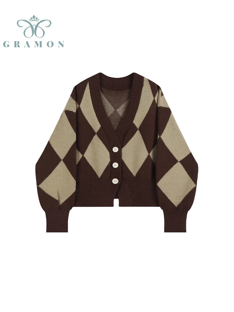 Women's Vintage Plaid Long Sleeve Knitted Cardigan Sweater Oversize Female Fashion V-Neck Single Breasted Knitwear Jackets Coat
Women's Vintage Plaid Long Sleeve Knitted Cardigan Sweater Oversize Female Fashion V-Neck Single Breasted Knitwear Jackets Coat