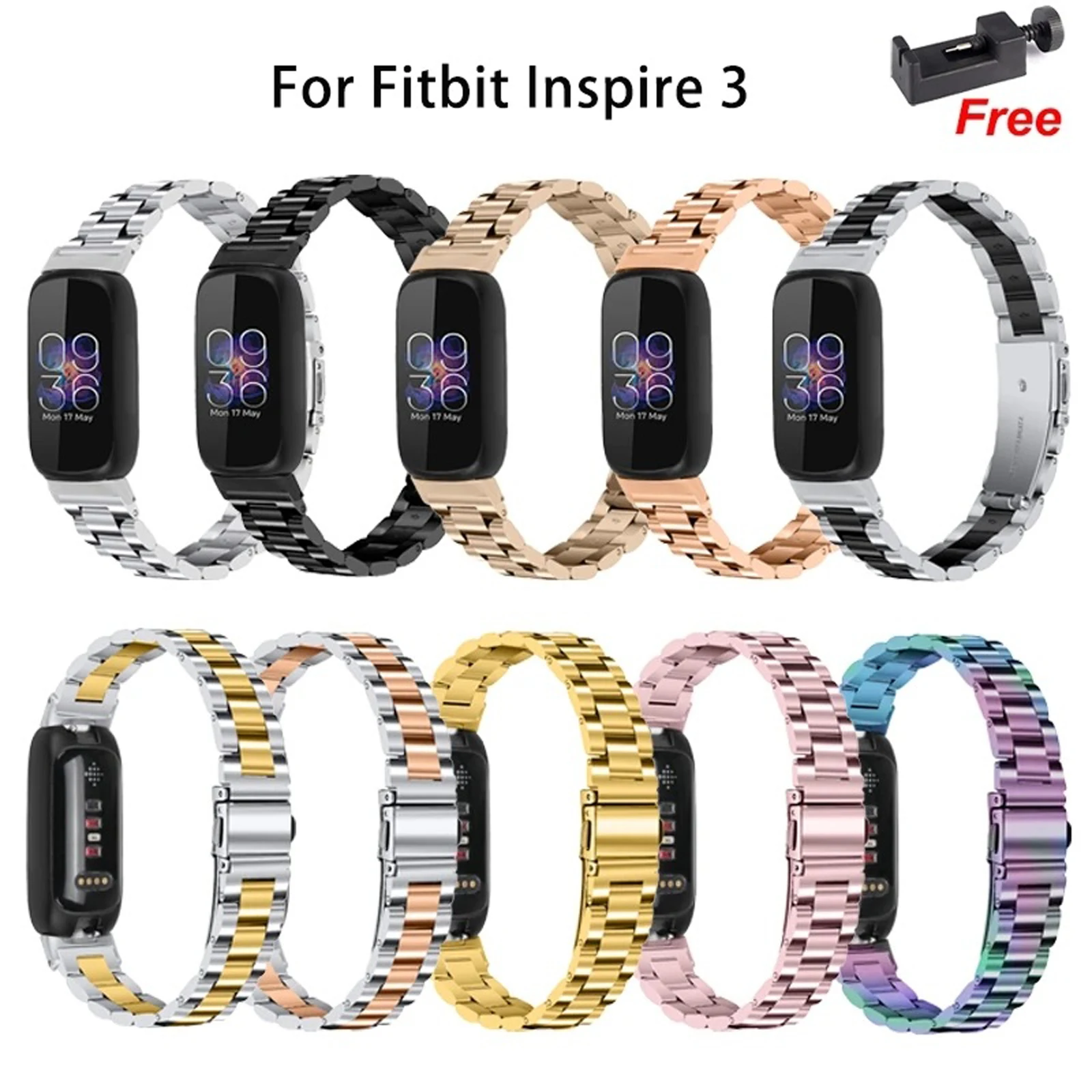 Stainless Steel Strap for Fitbit inspire 3 Smart Bracelet Band Three-bead Metal Belt for Fitbit Inspire 3 Wristband Accessories
Stainless Steel Strap for Fitbit inspire 3 Smart Bracelet Band Three-bead Metal Belt for Fitbit Inspire 3 Wristband Accessories