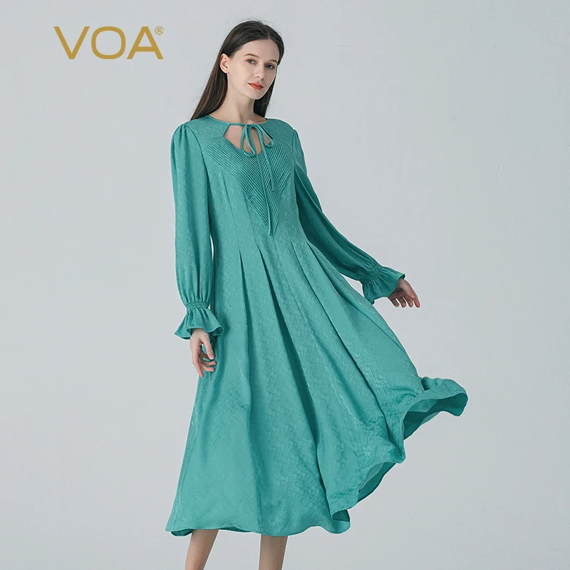 Женское жаккардовое платье VOA, синее платье из чистого шелка с v-образным вырезом и поясом, длинное плиссированное платье высокого качества ...
Женское жаккардовое платье VOA, синее платье из чистого шелка с v-образным вырезом и поясом, длинное плиссированное платье высокого качества ...