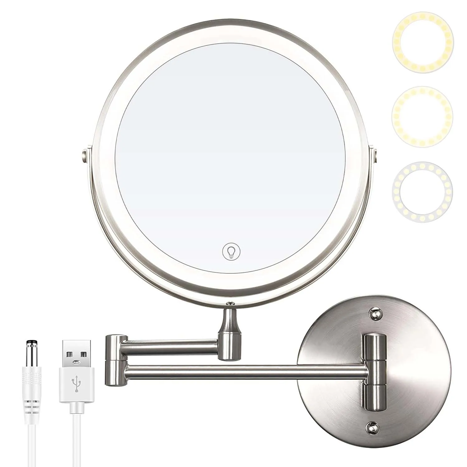 Free Shipping 8" Wall Mounted Lighted Makeup Mirror Double Sided 1x/10x Magnifying Vanity Mirror with 3 Color Lights and Extensi
Free Shipping 8" Wall Mounted Lighted Makeup Mirror Double Sided 1x/10x Magnifying Vanity Mirror with 3 Color Lights and Extensi