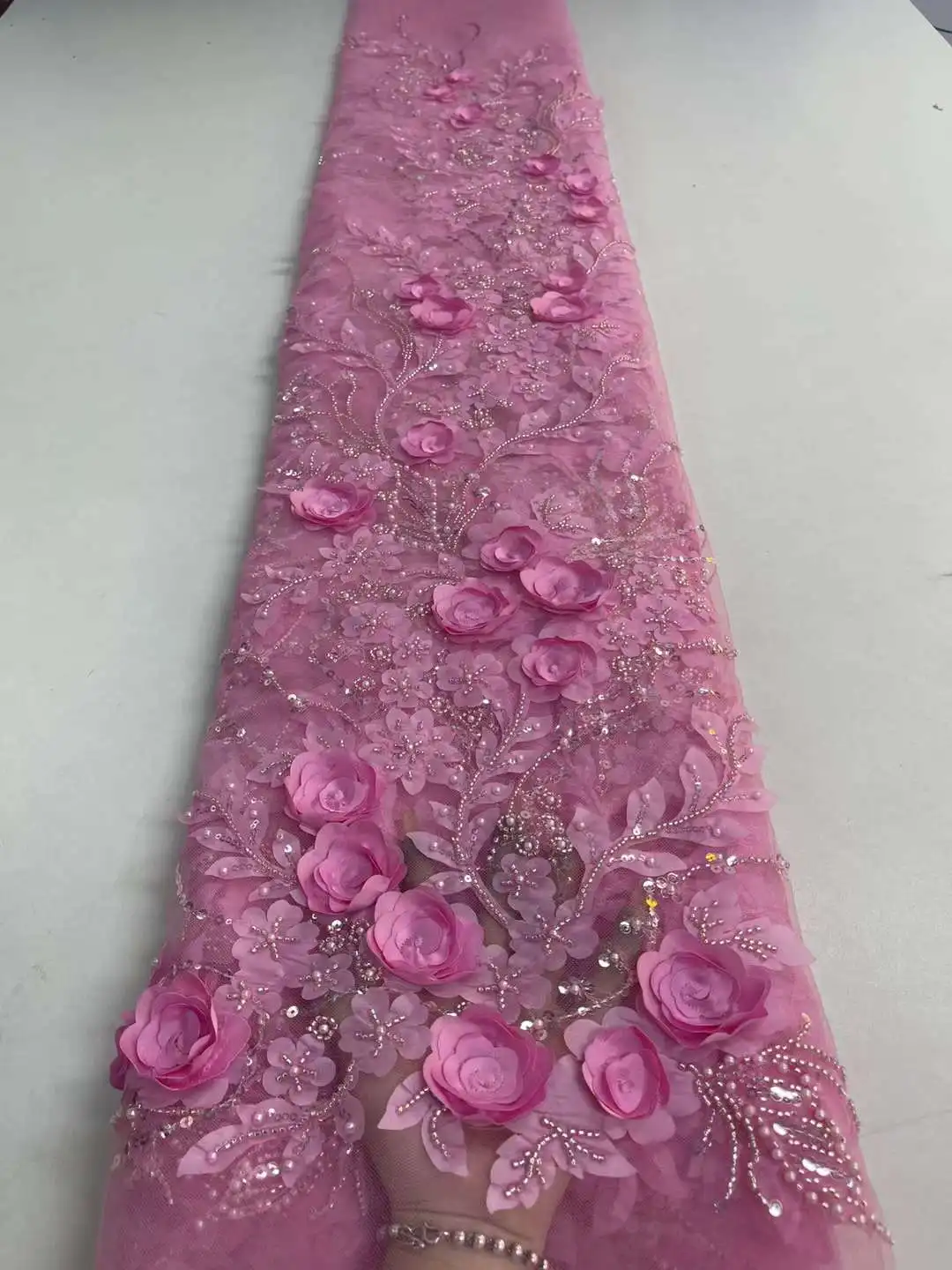 Luxury 3D Lace Fabric 5 Yards Dubai Hand Beaded Tulle Lace Fabric Embroidered Applique African Nigerian Fabric For Sewing zx-070
Luxury 3D Lace Fabric 5 Yards Dubai Hand Beaded Tulle Lace Fabric Embroidered Applique African Nigerian Fabric For Sewing zx-070