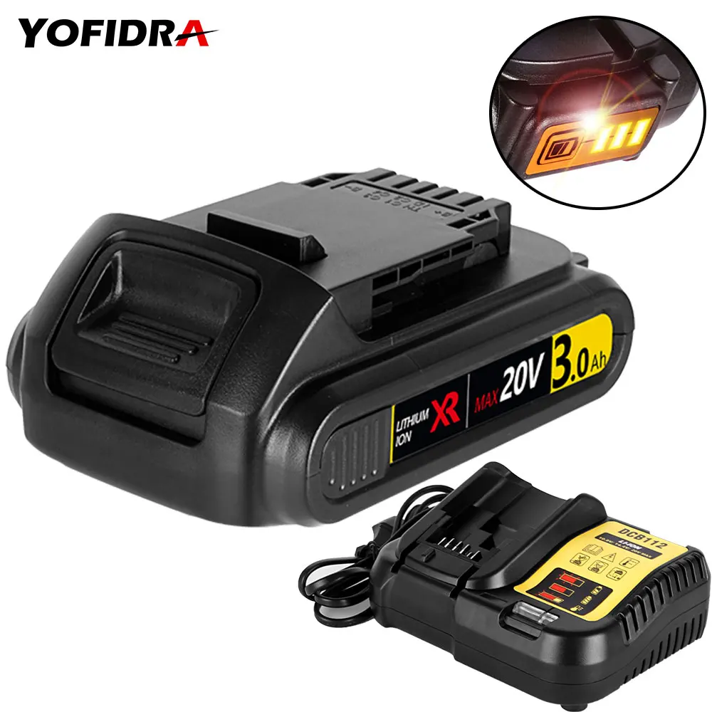 20V 3000mah Rechargeable Lithium-ion Battery with Battery Indicator For Dewalt Cordless Power Drill Tool Replacement Battery
20V 3000mah Rechargeable Lithium-ion Battery with Battery Indicator For Dewalt Cordless Power Drill Tool Replacement Battery