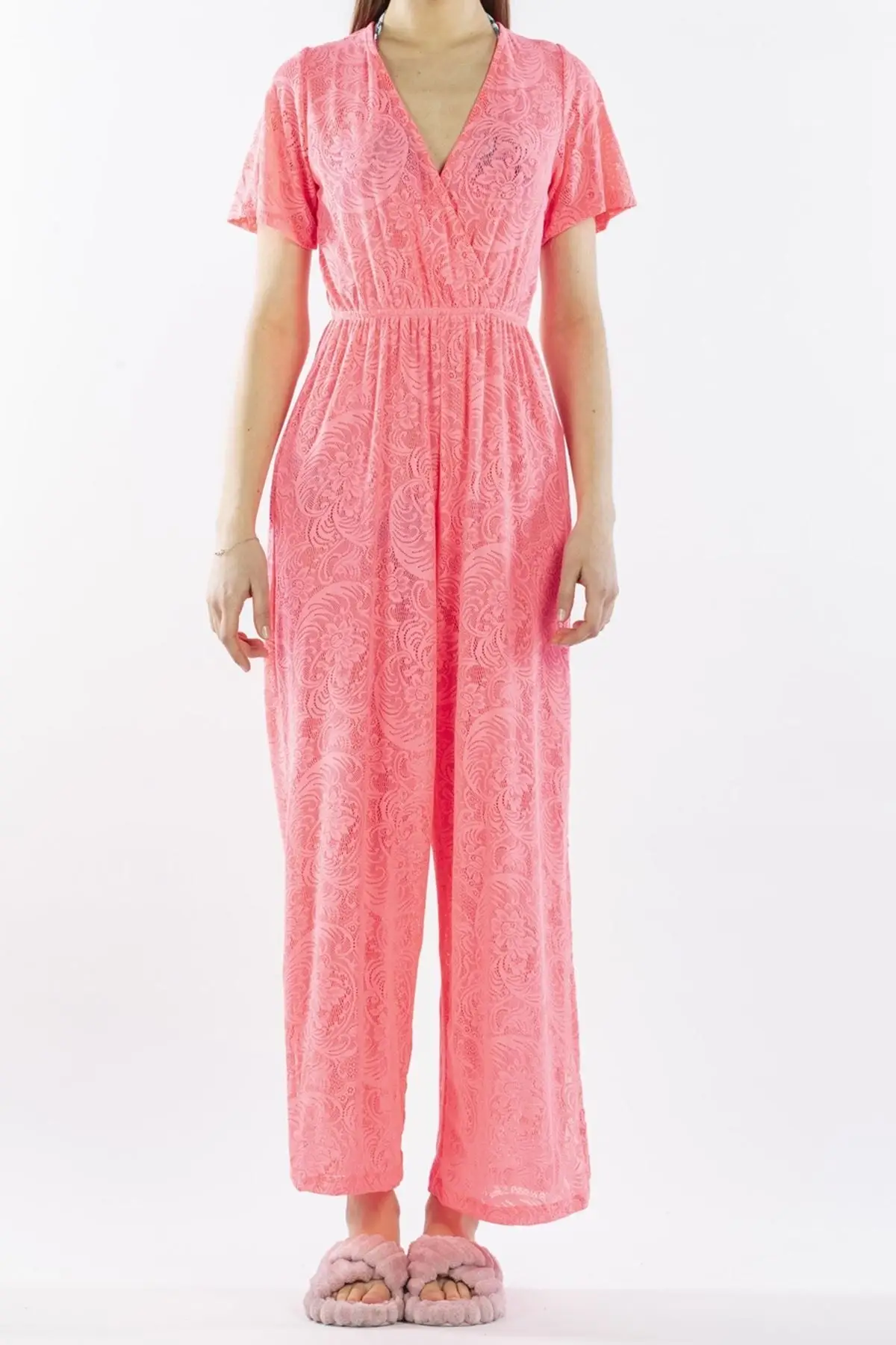 Women's Pareo Pink Jumpsuit Beach Dress With Neon Lace Swimwear Cover Up Dress Sexy Tunic Suit Beachwear
Women's Pareo Pink Jumpsuit Beach Dress With Neon Lace Swimwear Cover Up Dress Sexy Tunic Suit Beachwear