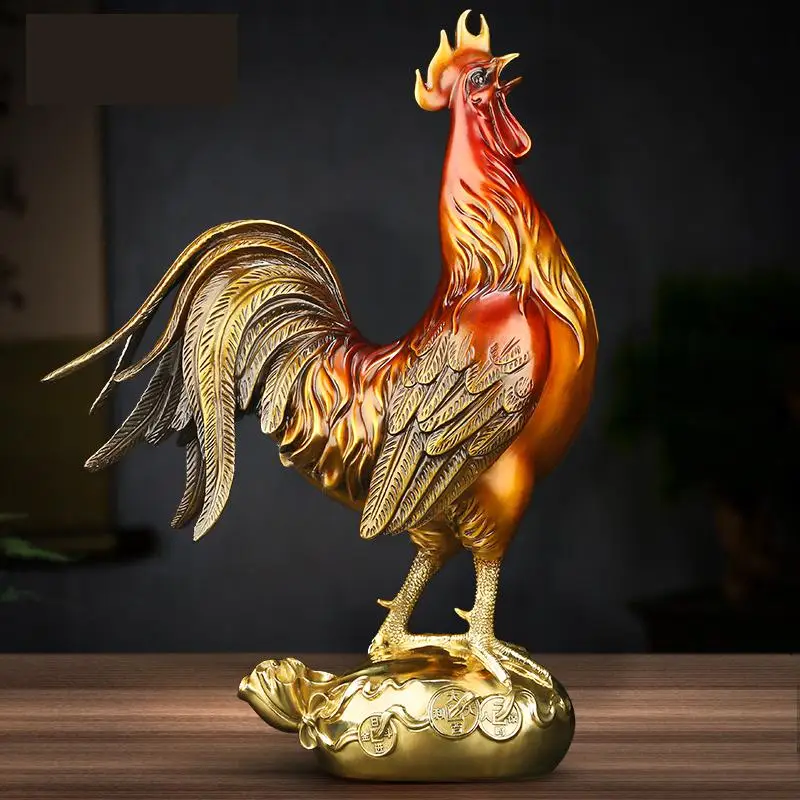 

TOP Decoration 2024 HOME company SHOP Copper Fortune Wealth rooster Sculpture talisman Business career prosperous GOOD luck