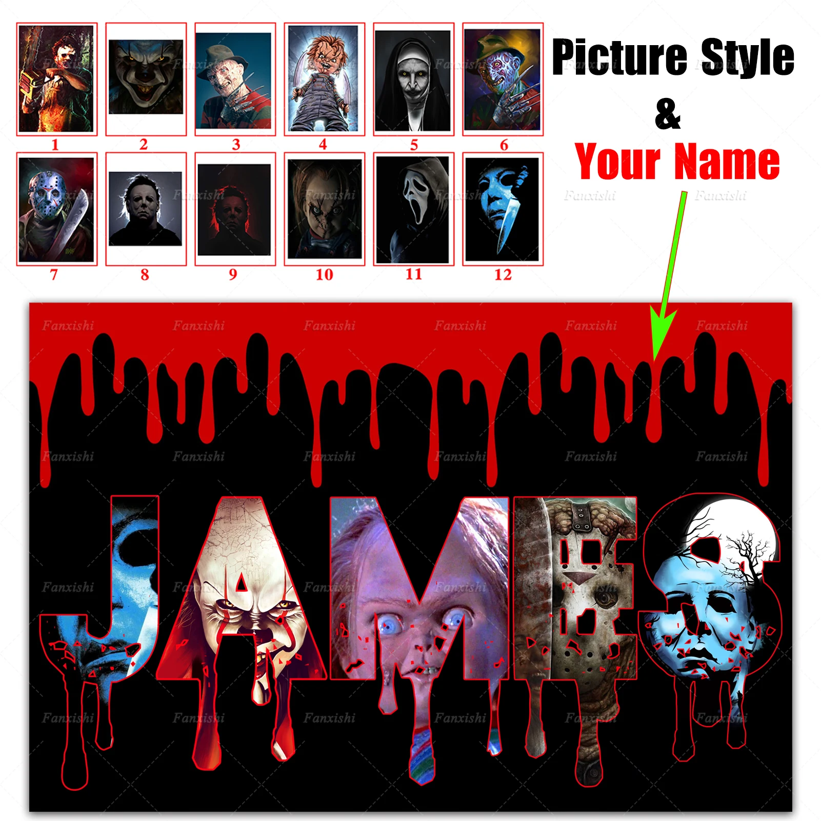 Personalized Name Horror Movie Halloween Poster Custom Wall Art Canvas Painting Hd Print Picture for Living Room Home Decor Gif
Personalized Name Horror Movie Halloween Poster Custom Wall Art Canvas Painting Hd Print Picture for Living Room Home Decor Gif