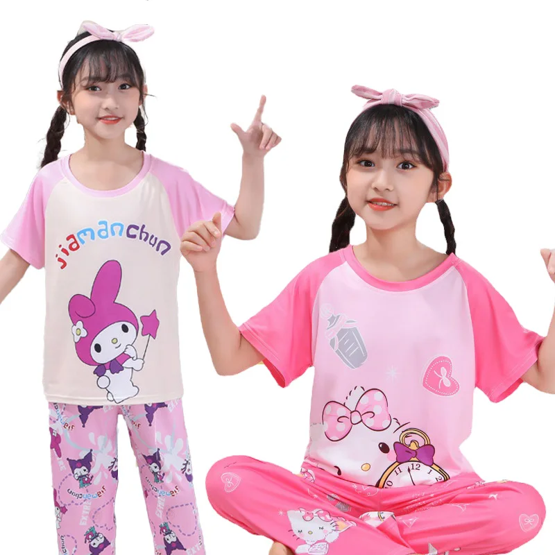 Новинка Kawaii Sanrios Hellokitty My Melody Cinnamoroll детские пижамы с коротким рукавом милые Мультяшные летние тонкие аниме девочки Домашняя одежда подарок
Новинка Kawaii Sanrios Hellokitty My Melody Cinnamoroll детские пижамы с коротким рукавом милые Мультяшные летние тонкие аниме девочки Домашняя одежда подарок