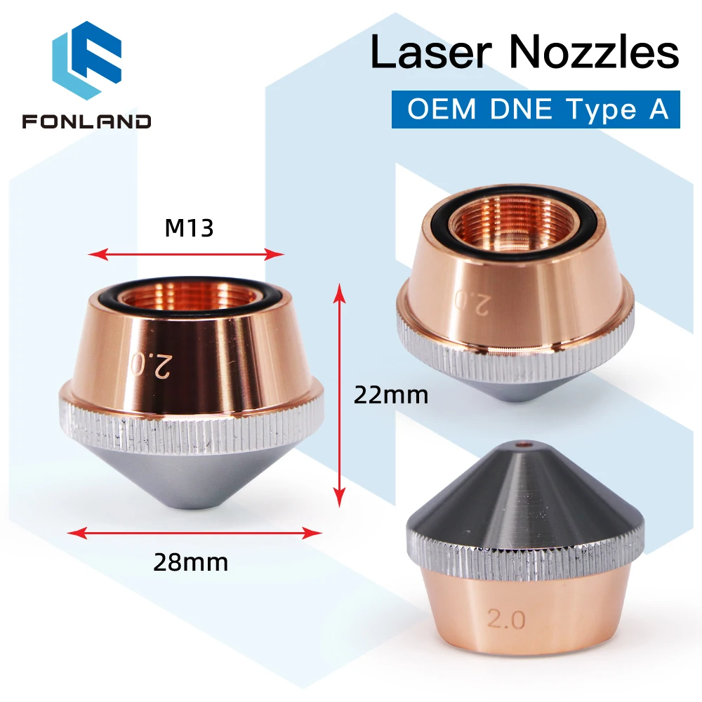 FONLAND DNE Type A Laser Nozzles Single/Double Layers Chrome Dia.28 H22 M13 0.8-5.0mm Caliber for DNE Fiber Laser Cutting
FONLAND DNE Type A Laser Nozzles Single/Double Layers Chrome Dia.28 H22 M13 0.8-5.0mm Caliber for DNE Fiber Laser Cutting